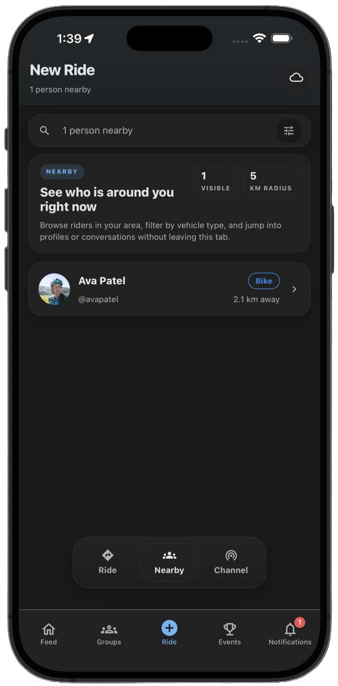 Nearby Members: live proximity map