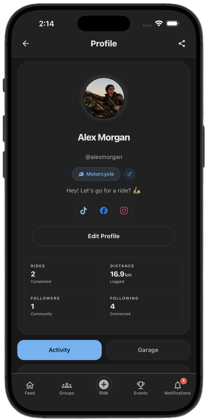 Profile: your history, titles, and garage